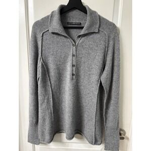 Peruvian Connection Brimfield Henley Pearl Grey 100% Royal Alpaca Size Large EUC